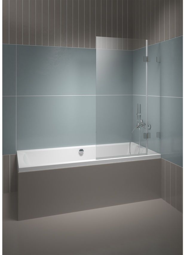 Riho Scandic Badewannenabtrennung 95 cm zweigeteilt schwarz Matte/durchsichtiges Glas G001148121