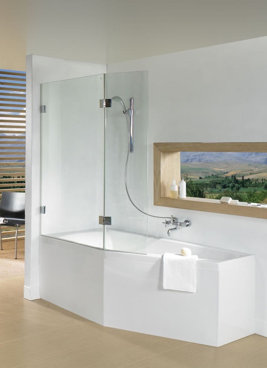 Riho Scandic Badewannenabtrennung 81.5 cm zweigeteilt chrom Glanz/durchsichtiges Glas G001169120