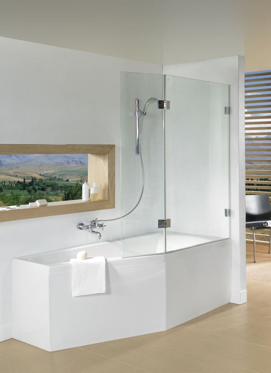 Riho Scandic Badewannenabtrennung 111.5 cm zweigeteilt schwarz Matte/durchsichtiges Glas G001166121