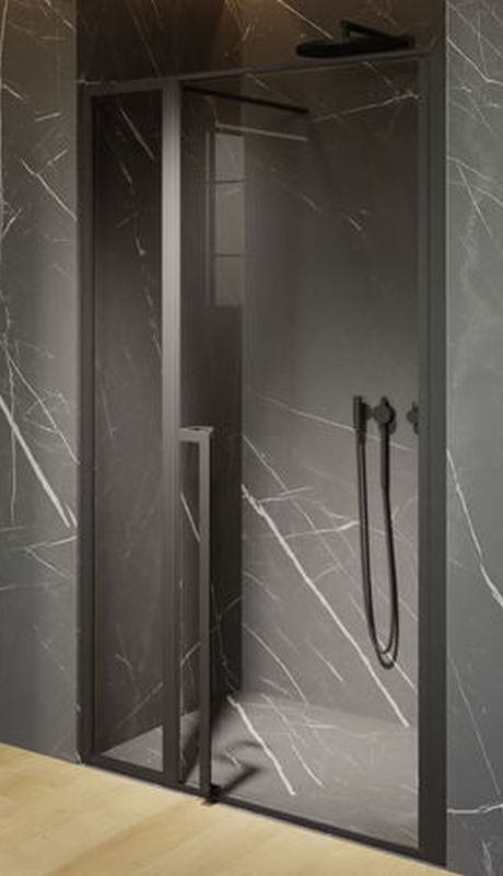 Riho Lucid Duschtüren 120 cm aufklappbar schwarz Matte/durchsichtiges Glas G005005121