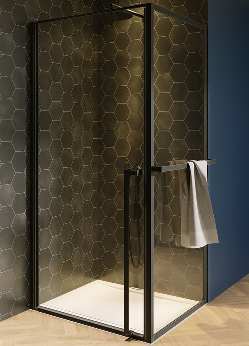 Riho Lucid Dusche 90x80 cm rechteckig schwarz Matte/durchsichtiges Glas G005008121