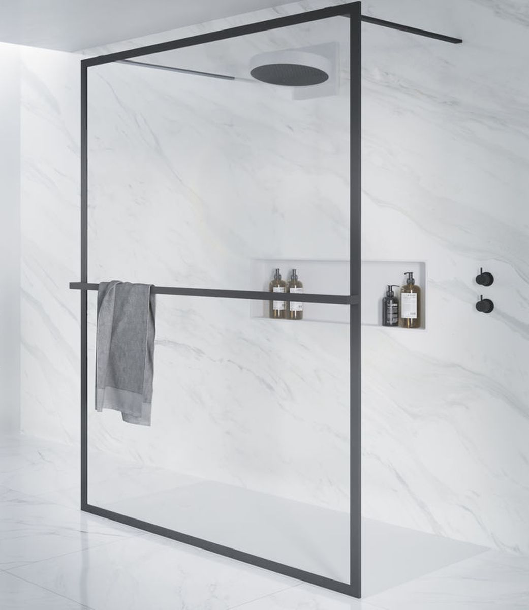 Riho Lucid Duschwand 140 cm schwarz Matte/durchsichtiges Glas G005032121