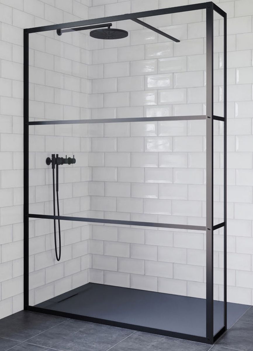 Riho Grid Dusche 120x30 cm schwarz Matte/Glas mit Muster G004039121