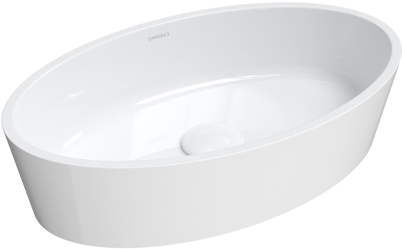 Omnires Bari M+ Waschbecken 50x30 cm oval Aufsatzwaschbecken weiß BARI500UNBP