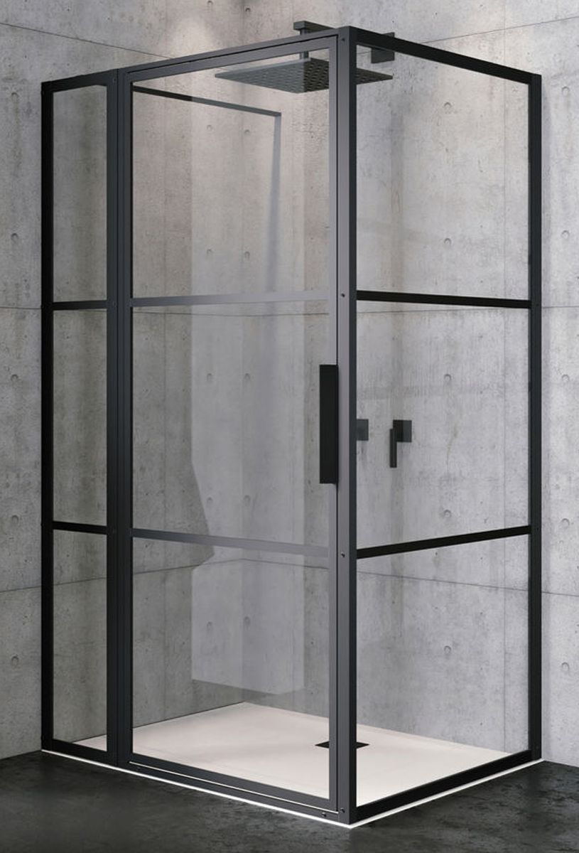 Riho Grid Dusche 120x90 cm rechteckig schwarz Matte/Glas mit Muster G004020121