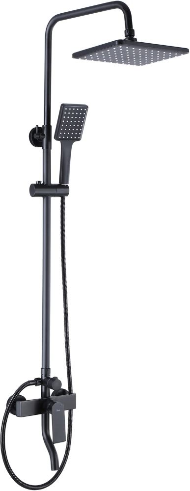 Rea Hass Duschset Wandmontage mit Regenbrause schwarz REA-B9968