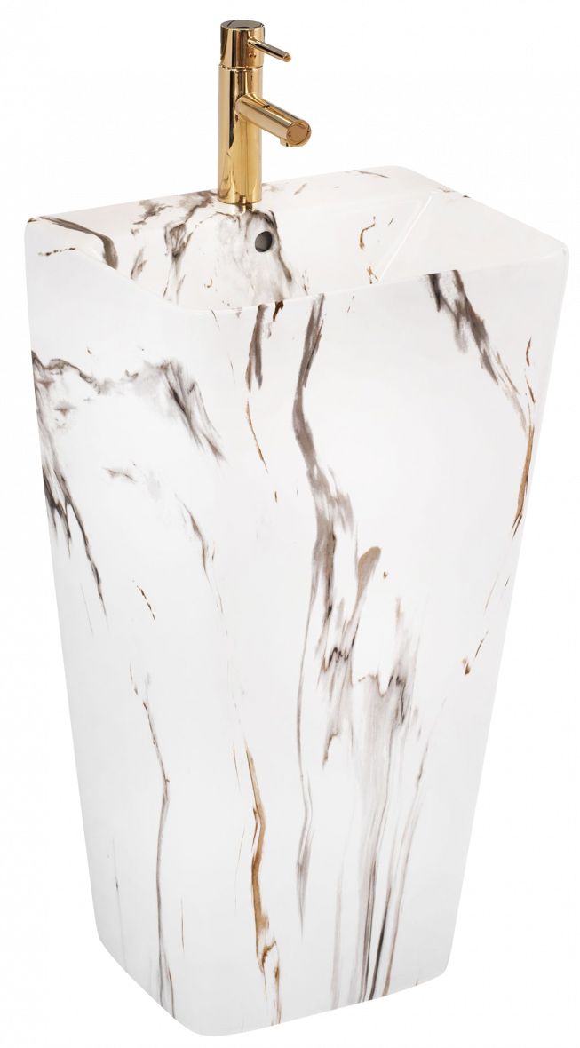 Rea Aris Waschbecken 44x37.5 cm rechteckig Freistehend grauer Stein REA-U6906