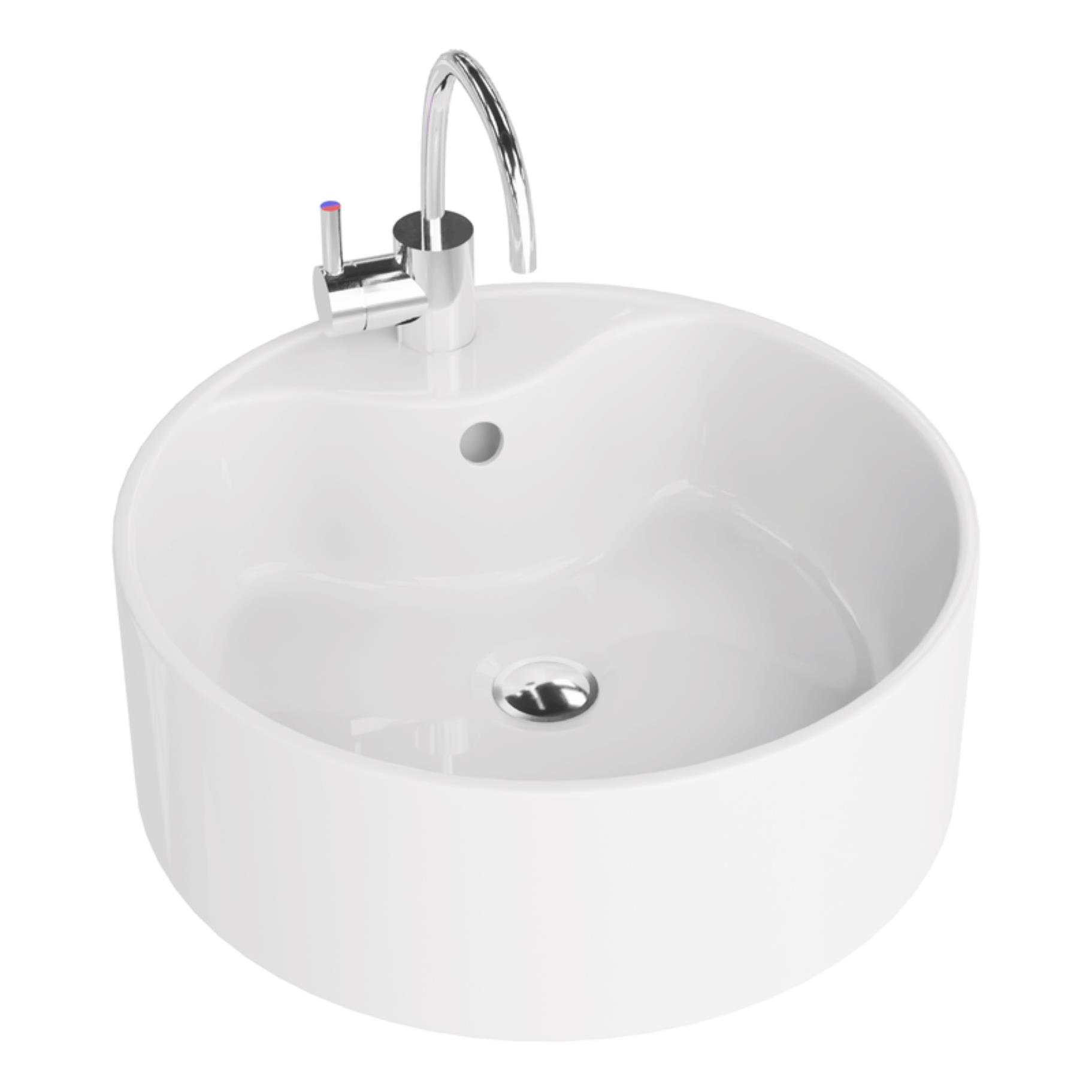 LaVita Teneryfa Waschbecken 41x41 cm rund Aufsatzwaschbecken weiß 5908211470849