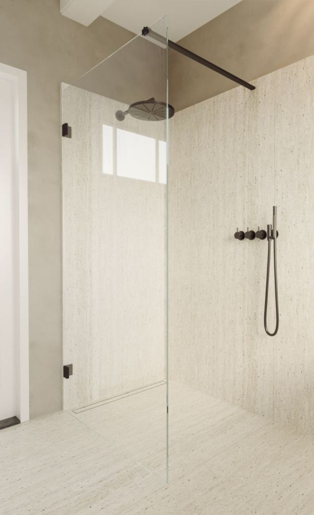 Riho Scandic Begehbare Duschwand 140 cm schwarz Matte/durchsichtiges Glas G001114121