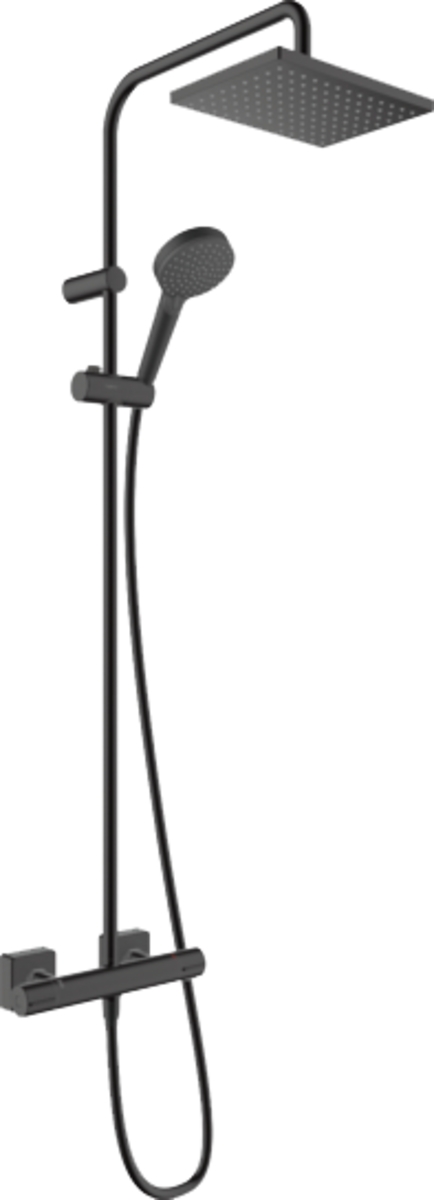 Hansgrohe Vernis Shape Duschset Wandmontage mit Thermostat mit Regenbrause schwarz 26097670