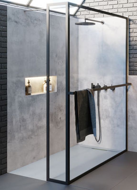 Riho Lucid Begehbare Duschkabine 120x30 cm schwarz Matte/durchsichtiges Glas G005035121