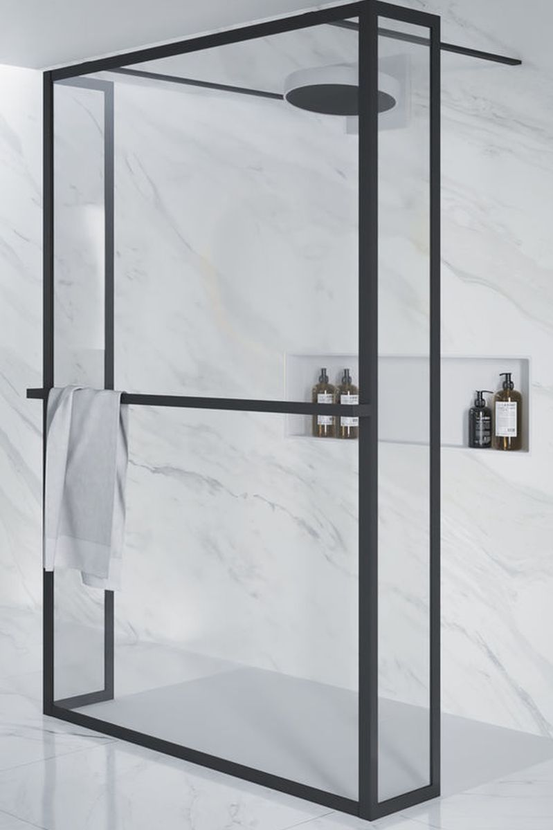 Riho Lucid Begehbare Duschkabine 90x30 cm schwarz Matte/durchsichtiges Glas G005037121