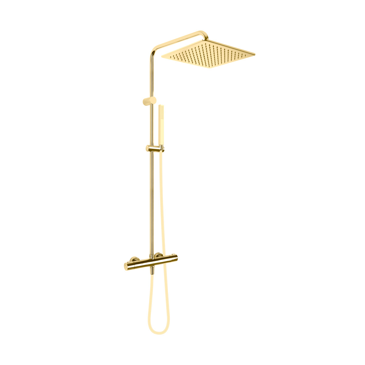 Oltens Boran Duschset Wandmontage mit Thermostat mit Regenbrause goldener Glanz 36503800