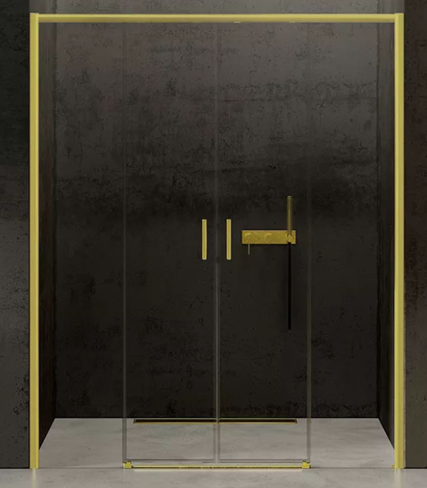 New Trendy Prime Duschtüren 160 cm Schiebe- gold Glanz/durchsichtiges Glas D-0445A