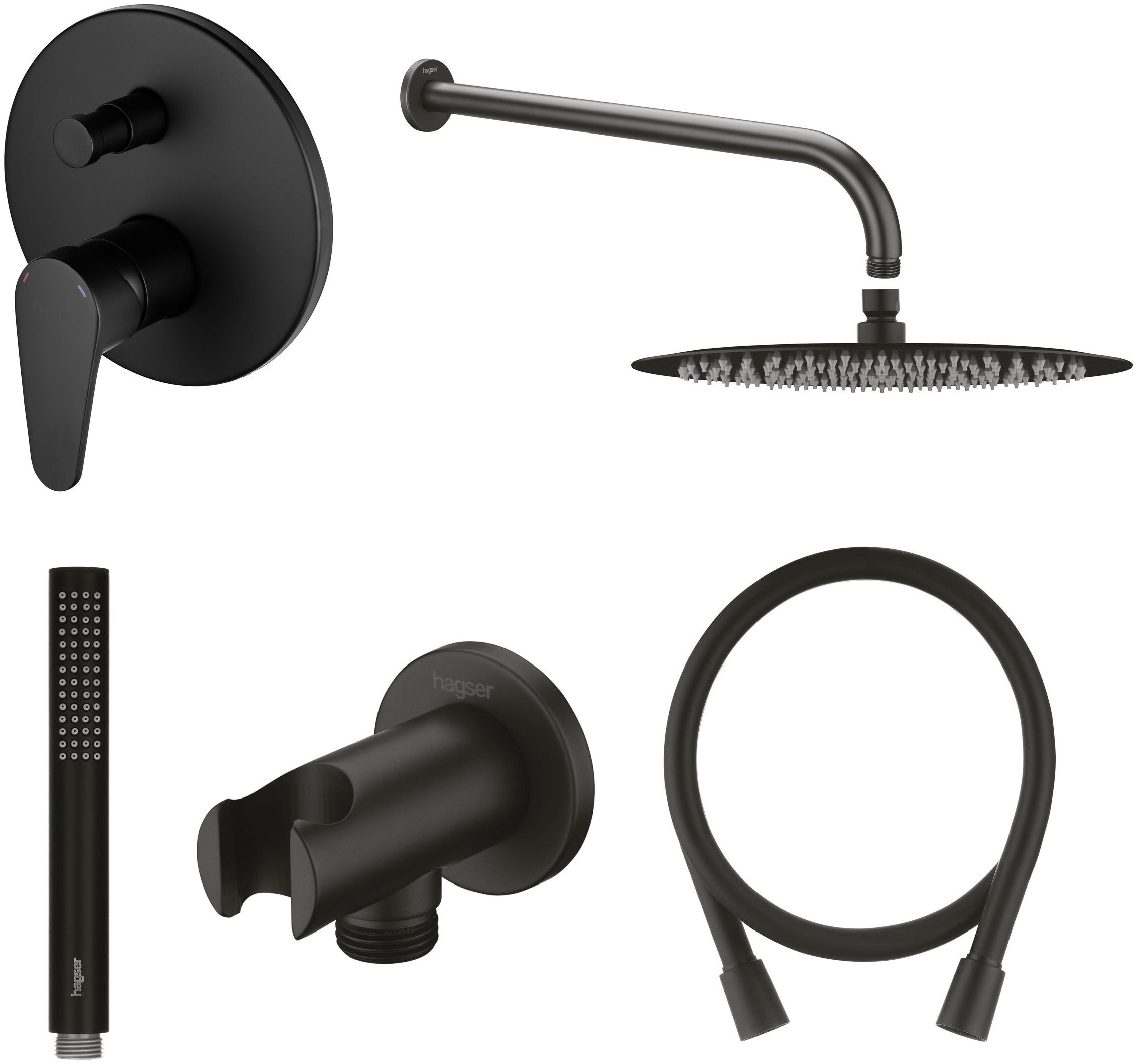 Set Badewannen- und Duscharmatur Hagser Della HGR11000034, Kopfbrause Hagser Mila HGR27000037, HGR29000037, HGR26000037, HGR23000037, HGR31000037
