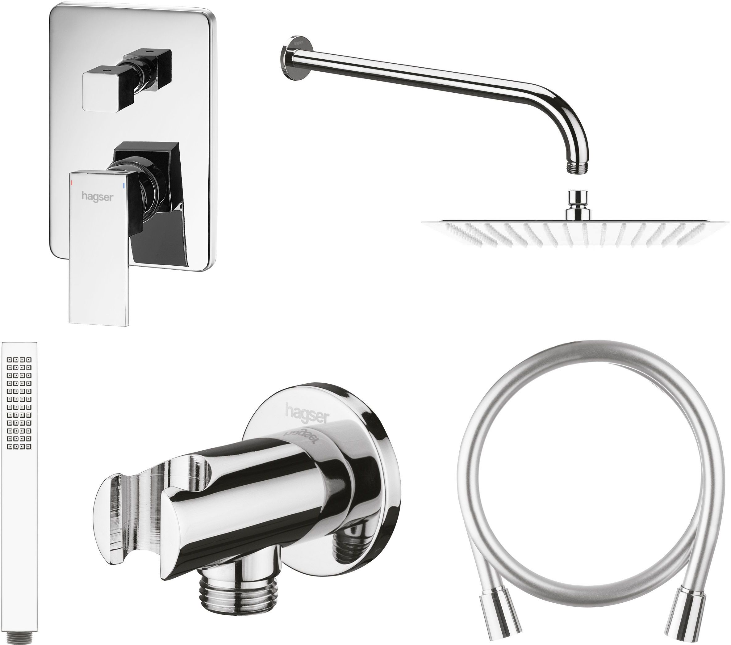 Set Badewannen- und Duscharmatur Hagser Ulva HGR60000034, Kopfbrause Hagser Ella HGR13000037, HGR14000037, HGR11000037, HGR80000037, HGR15000037
