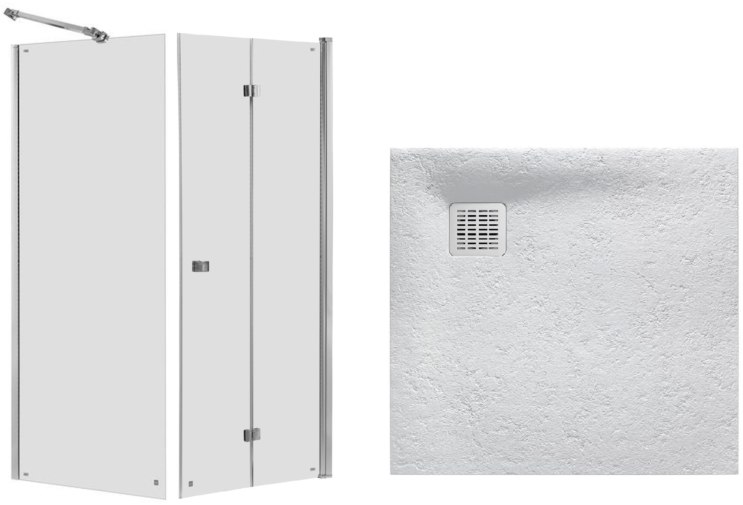 Set Duschtüren Roca Capital AM4508012M, Quadratische Duschwanne Roca Terran AP10332032001630, AM4408012M