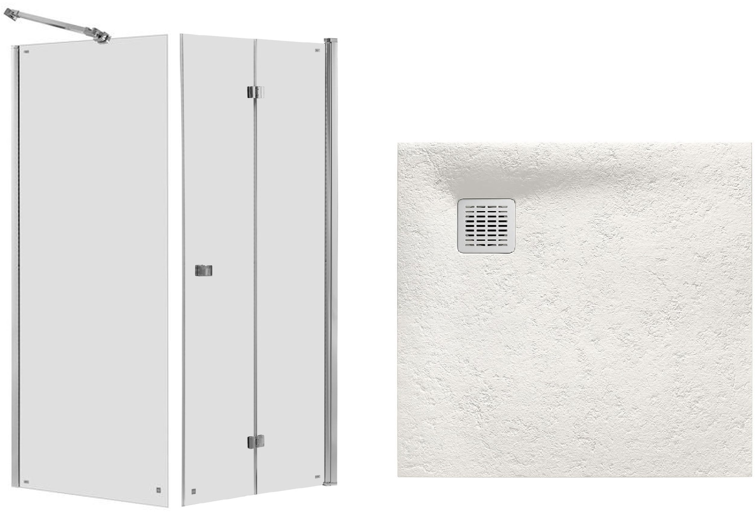 Set Duschtüren Roca Capital AM4508012M, Rechteckige Duschwanne Roca Terran AP10332032001650, AM4408012M