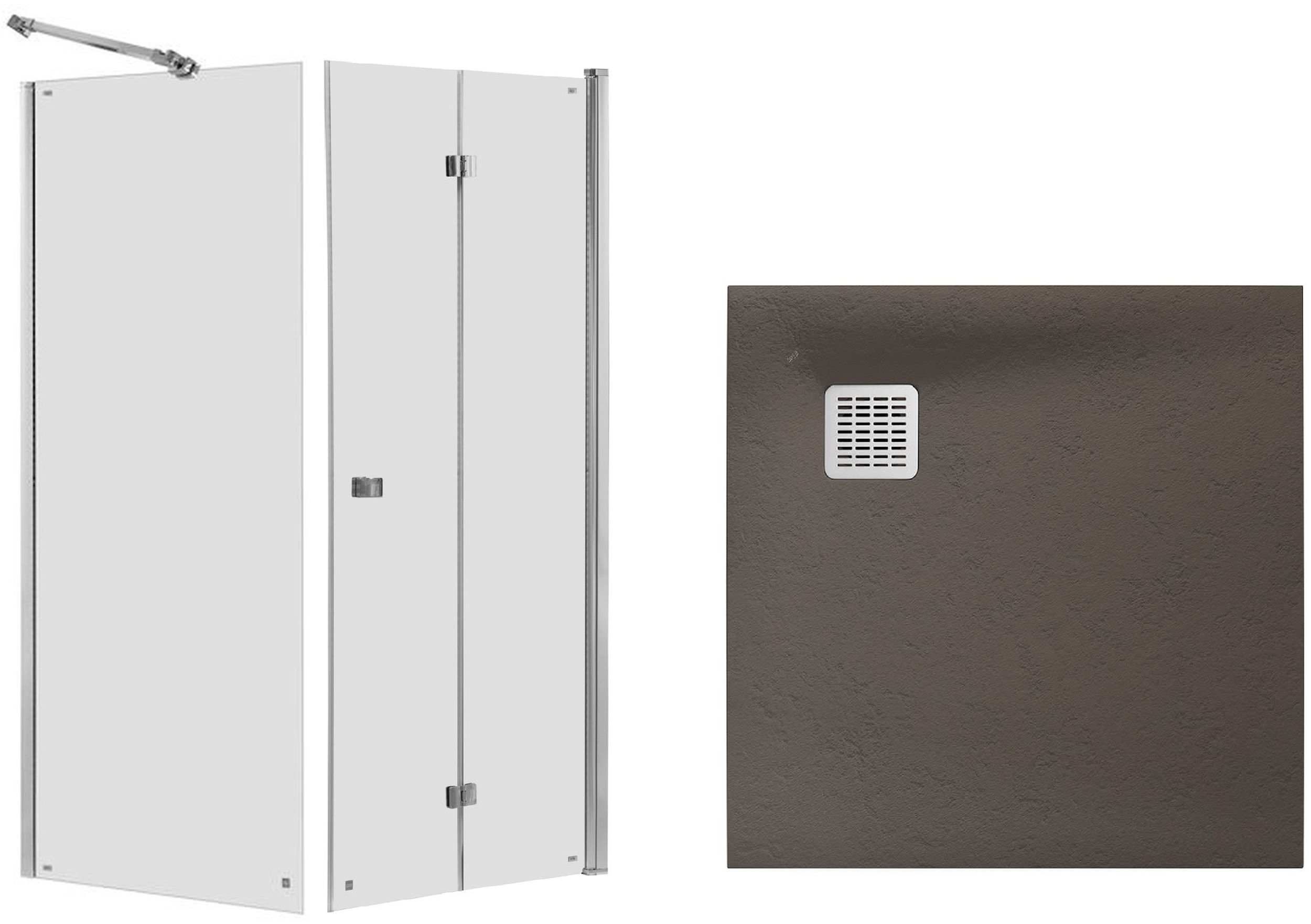 Set Duschtüren Roca Capital AM4508012M, Quadratische Duschwanne Roca Terran AP10332032001660, AM4408012M