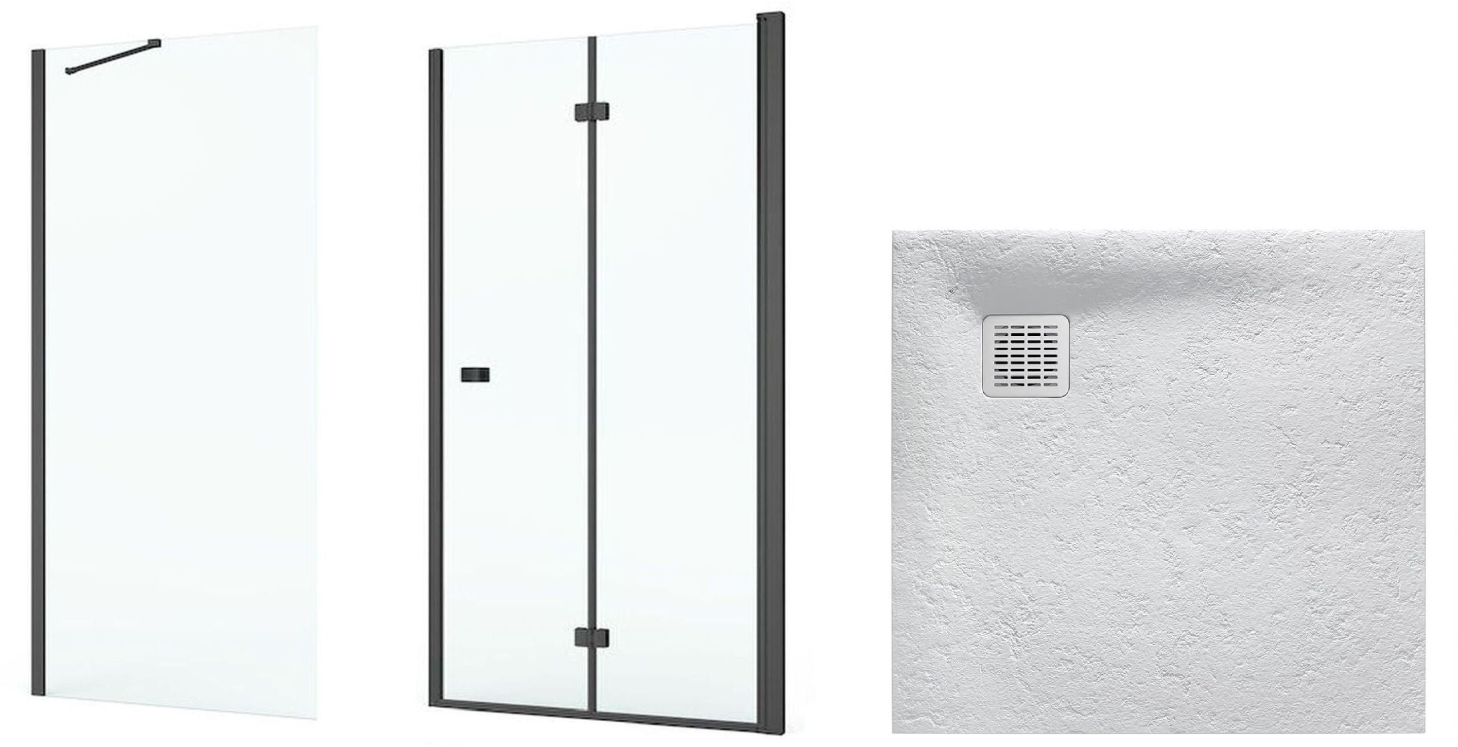 Set Duschtüren Roca Capital AM4508016M, Quadratische Duschwanne Roca Terran AP10332032001630, AM4408016M