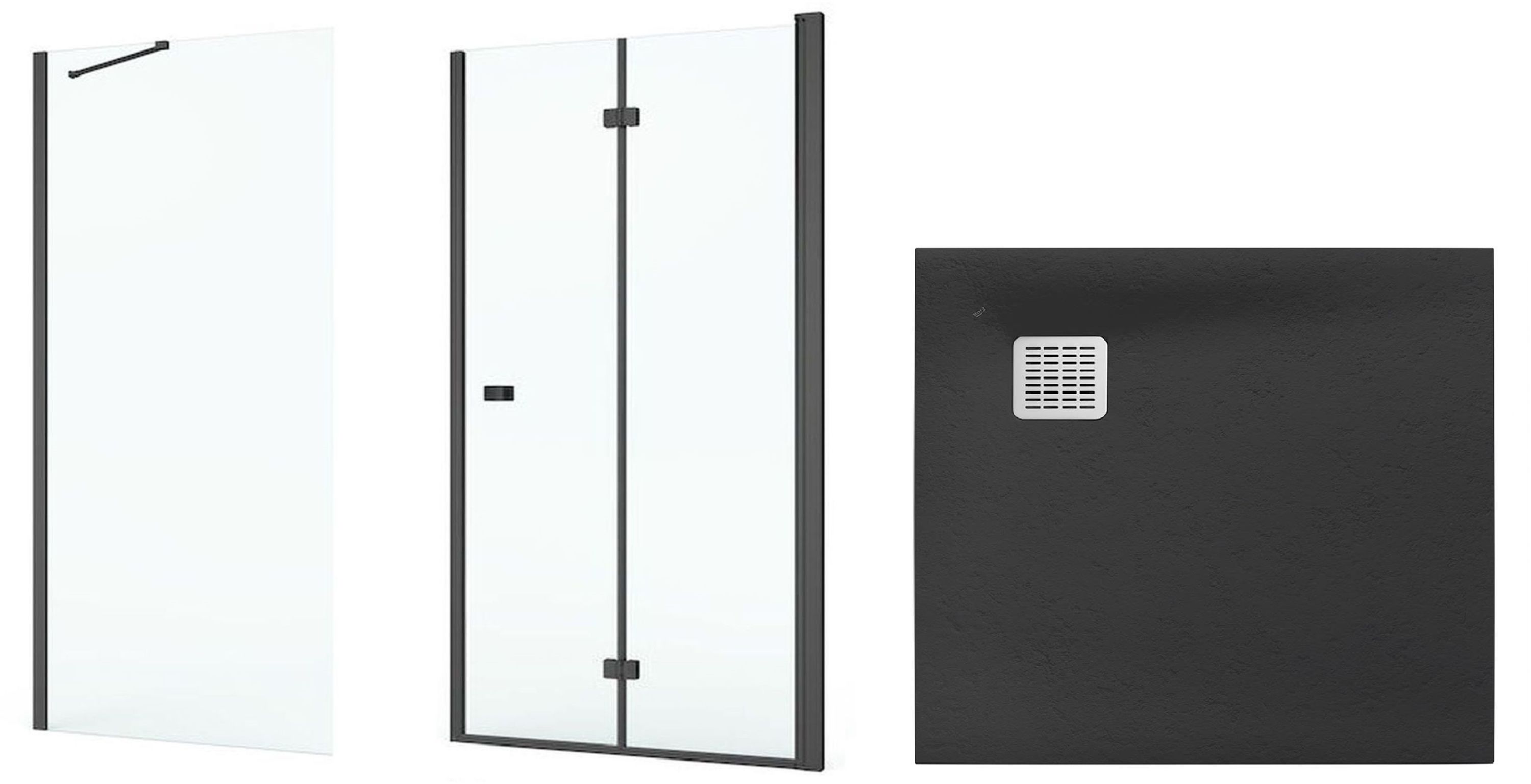 Set Duschtüren Roca Capital AM4508016M, Quadratische Duschwanne Roca Terran AP10332032001640, AM4408016M