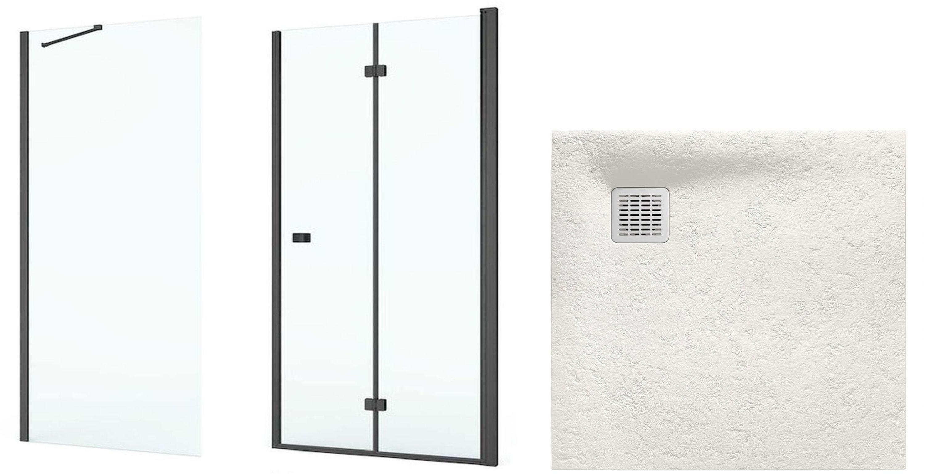 Set Duschtüren Roca Capital AM4508016M, Rechteckige Duschwanne Roca Terran AP10332032001650, AM4408016M