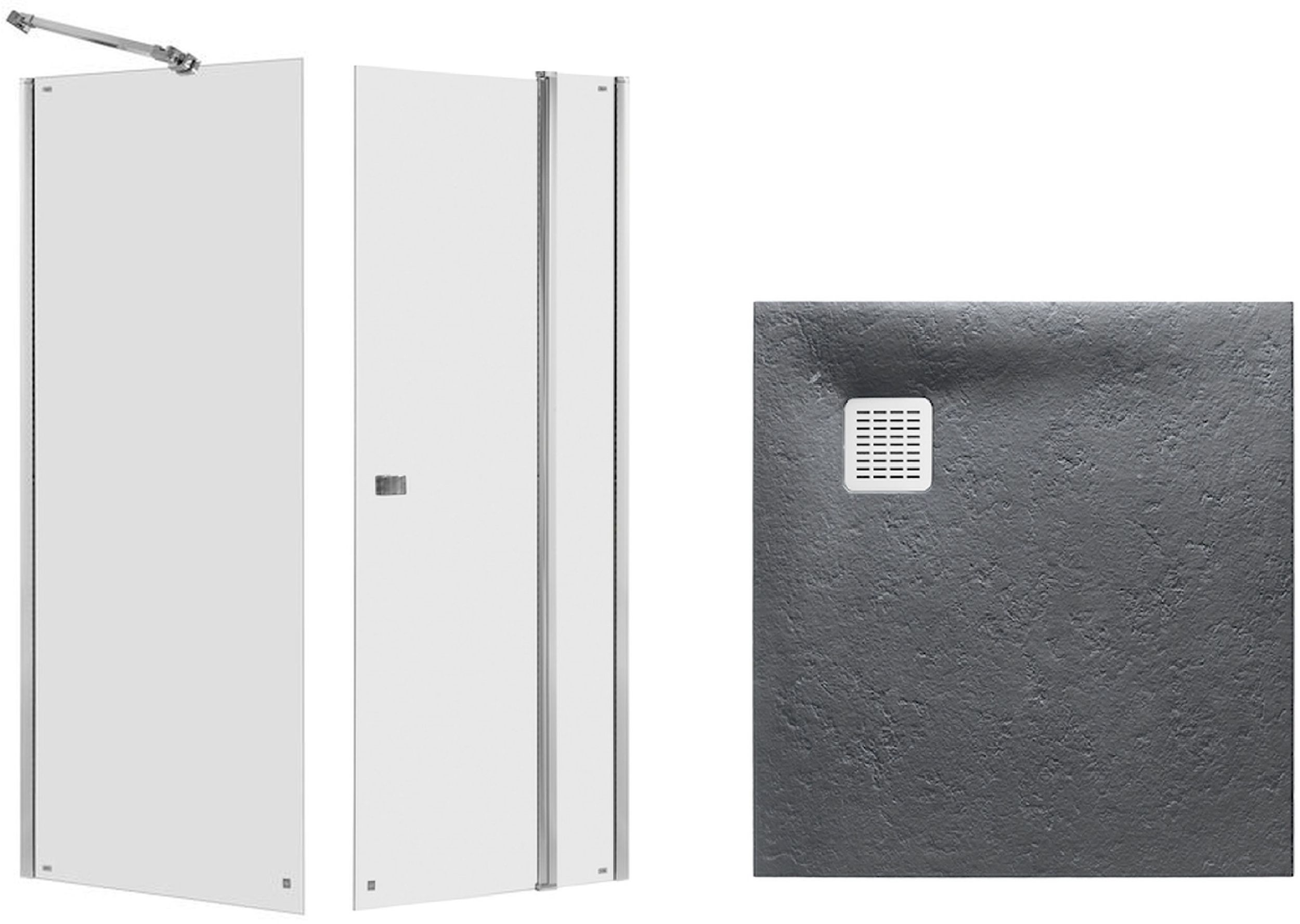 Set Duschtüren Roca Capital AM4609012M, Quadratische Duschwanne Roca Terran AP10338438401200, AM4409012M