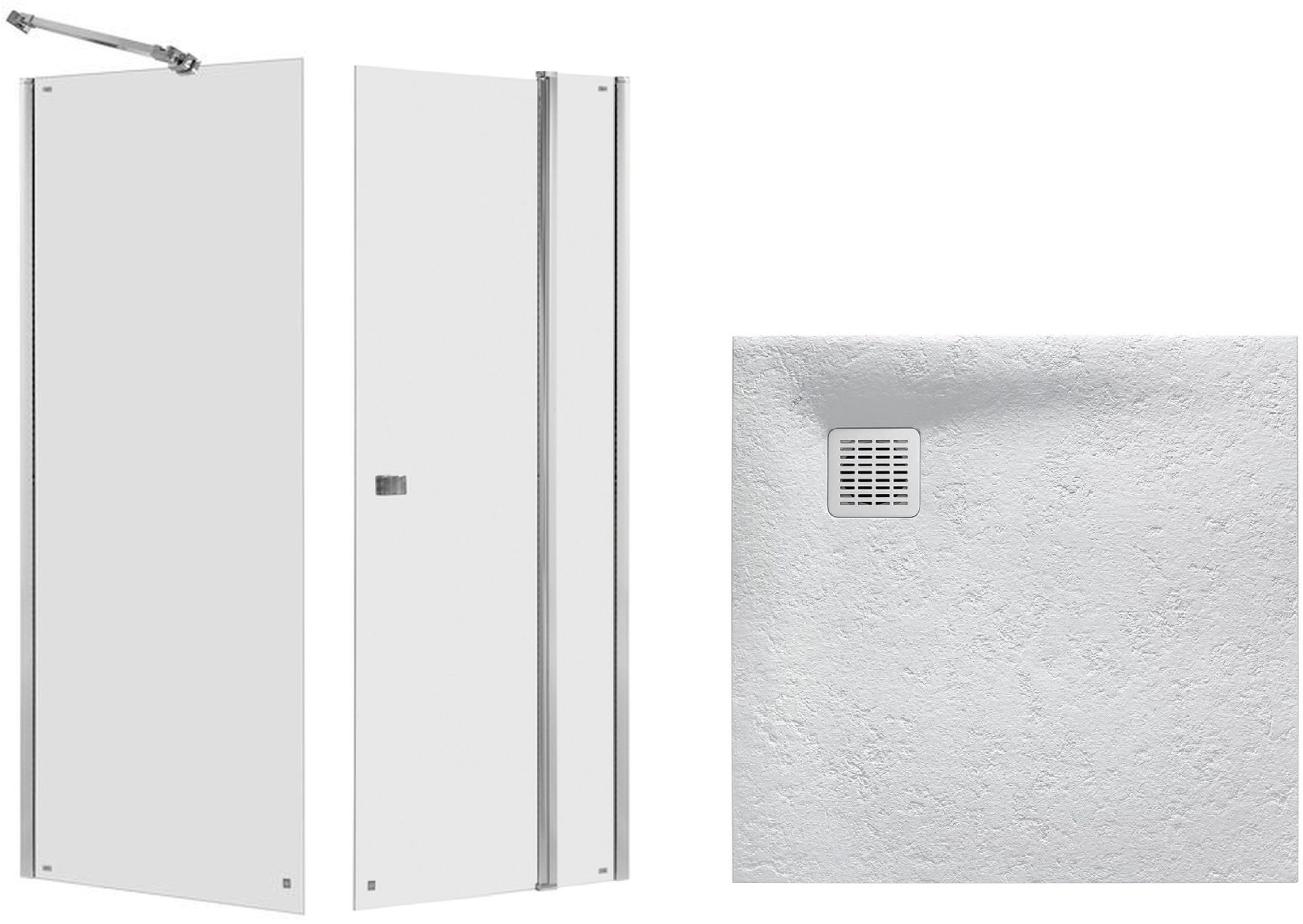 Set Duschtüren Roca Capital AM4609012M, Quadratische Duschwanne Roca Terran AP10338438401630, AM4409012M