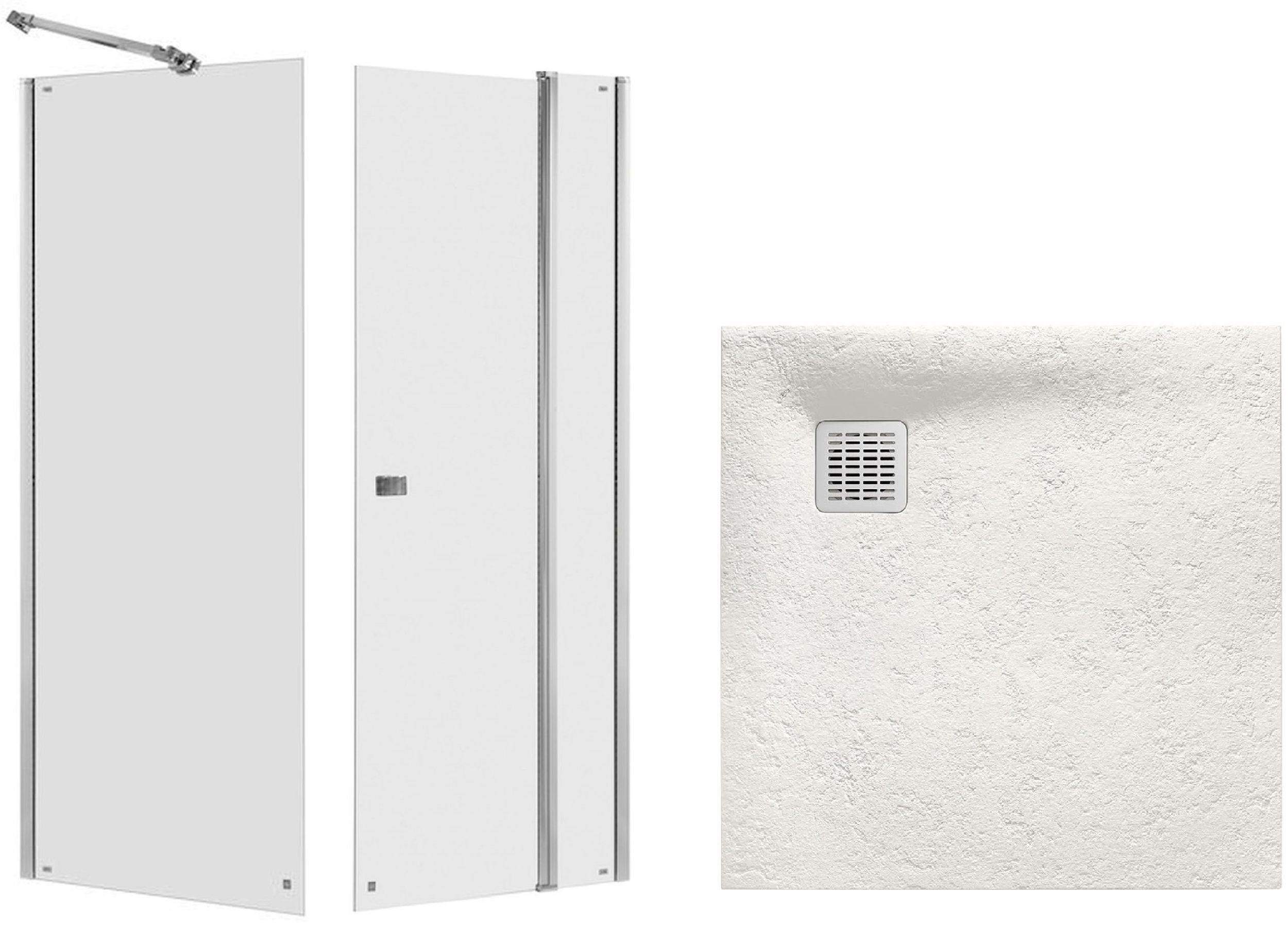 Set Duschtüren Roca Capital AM4609012M, Quadratische Duschwanne Roca Terran AP10338438401650, AM4409012M