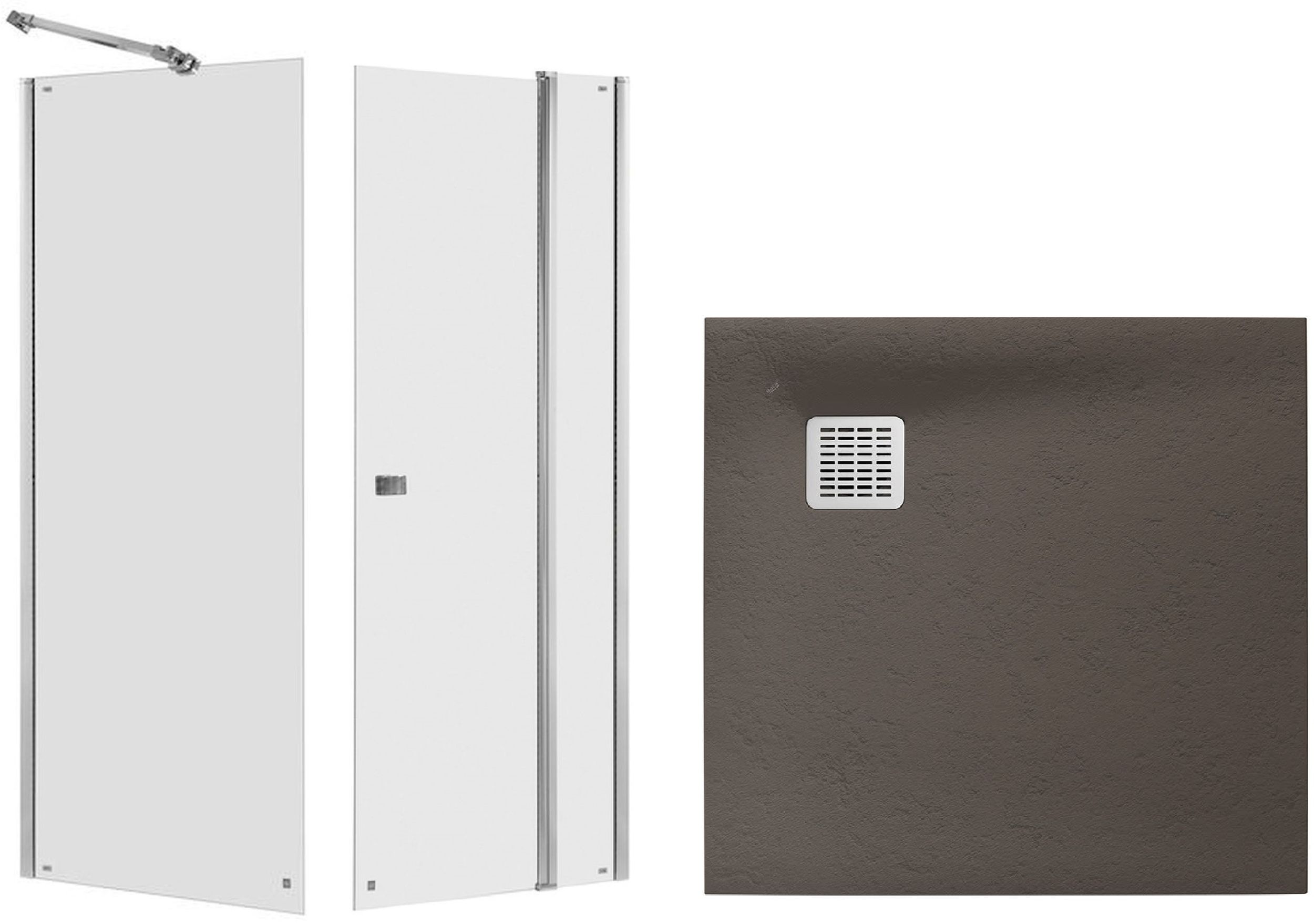 Set Duschtüren Roca Capital AM4609012M, Quadratische Duschwanne Roca Terran AP10338438401660, AM4409012M