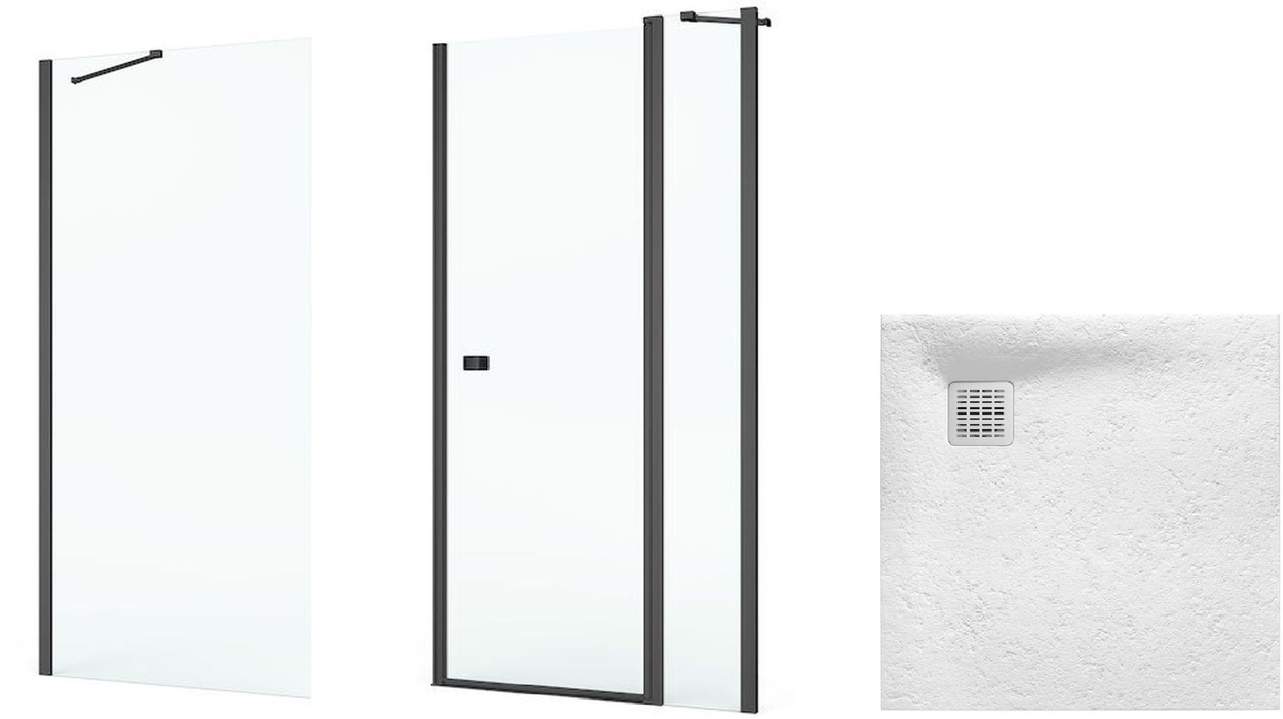 Set Duschtüren Roca Capital AM4609016M, Quadratische Duschwanne Roca Terran AP10338438401100, AM4409016M