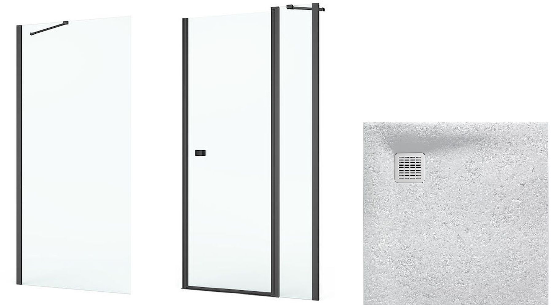 Set Duschtüren Roca Capital AM4609016M, Quadratische Duschwanne Roca Terran AP10338438401630, AM4409016M