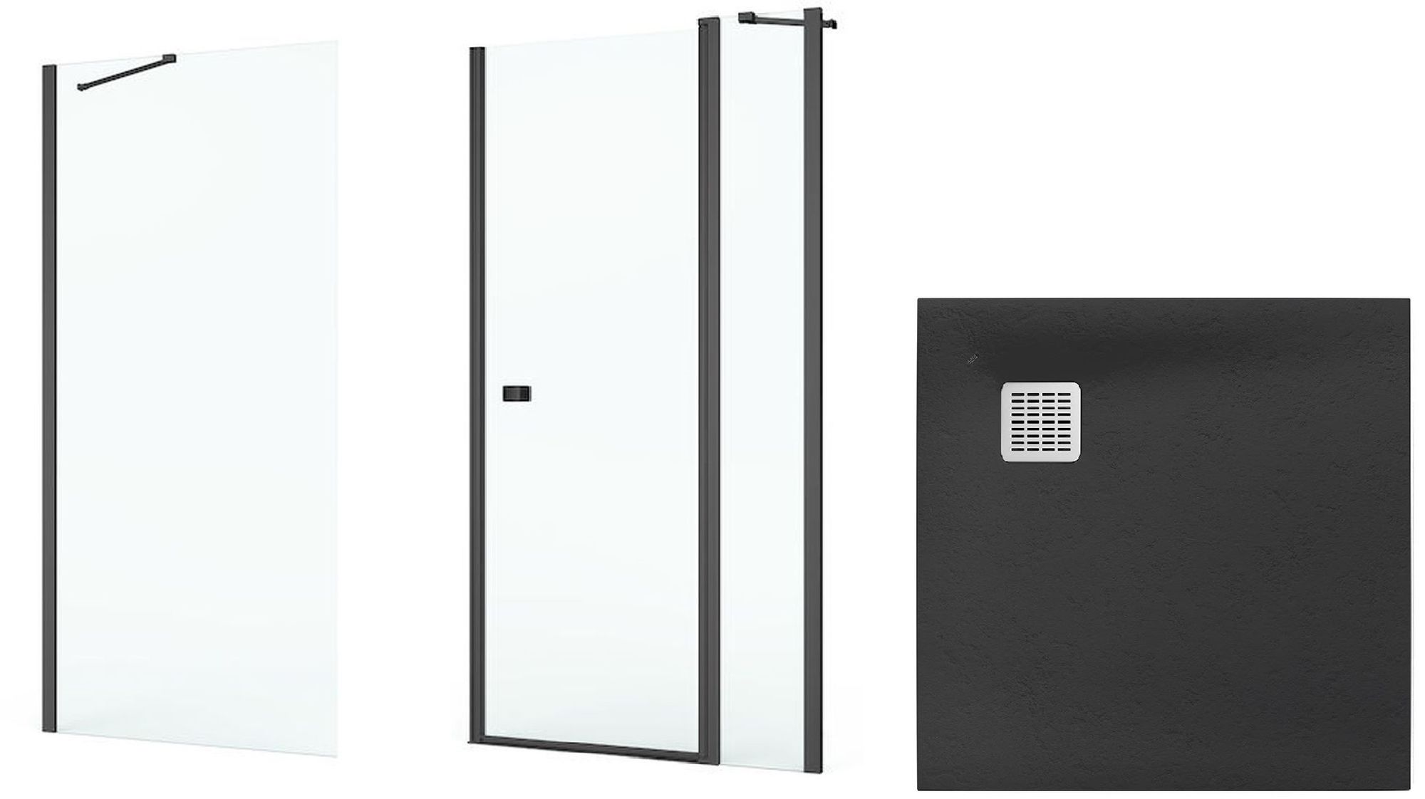 Set Duschtüren Roca Capital AM4609016M, Quadratische Duschwanne Roca Terran AP10338438401640, AM4409016M