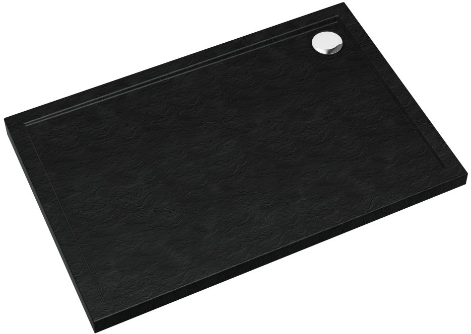 Schedpol Caspar New Black Stone Rechteckige Duschwanne mit Siphon 120x80 cm schwarz 3.2338/C/ST
