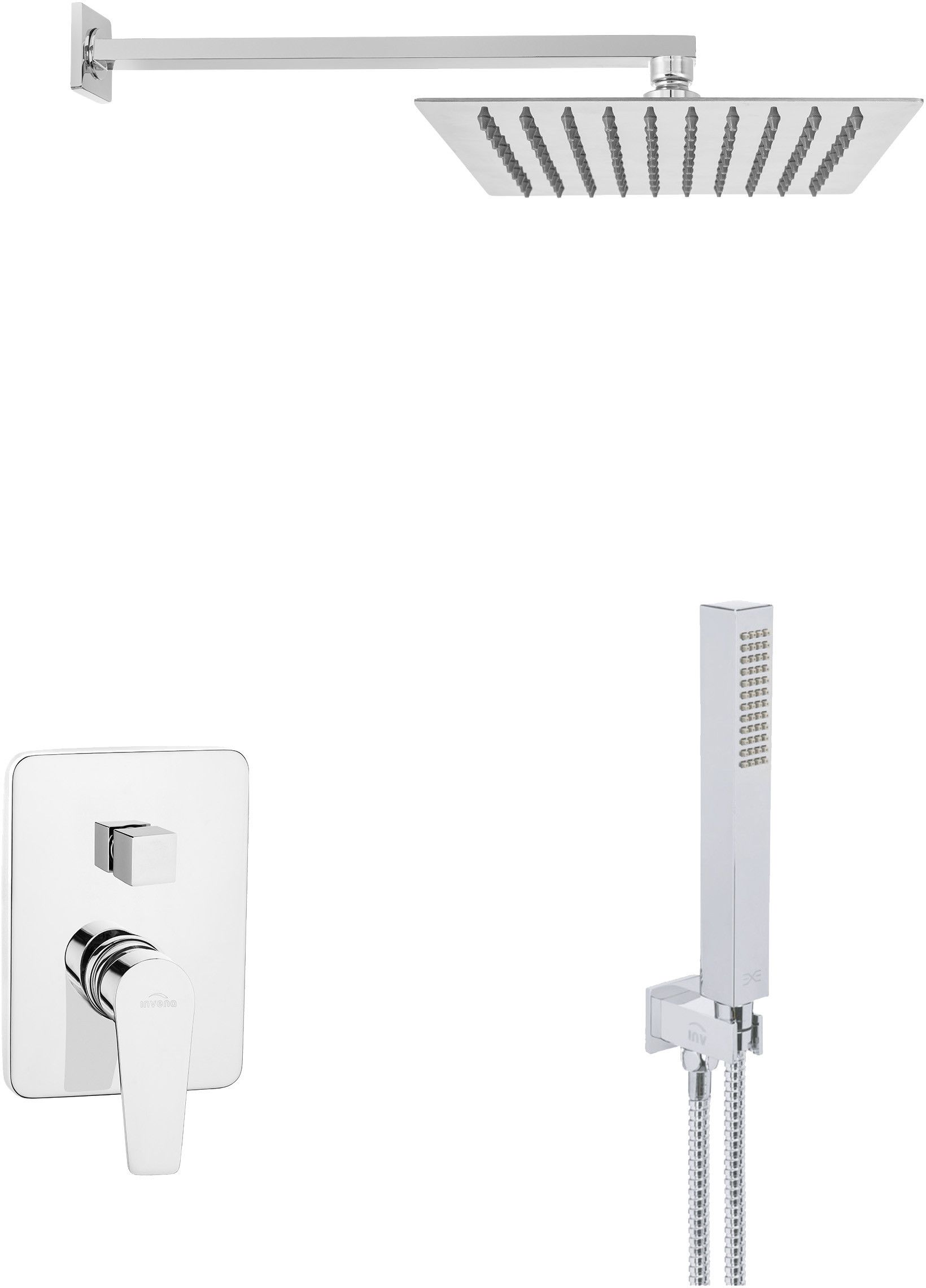 Invena Dokos Duschset Unterputz mit Regenbrause chrom BS-19-CK2