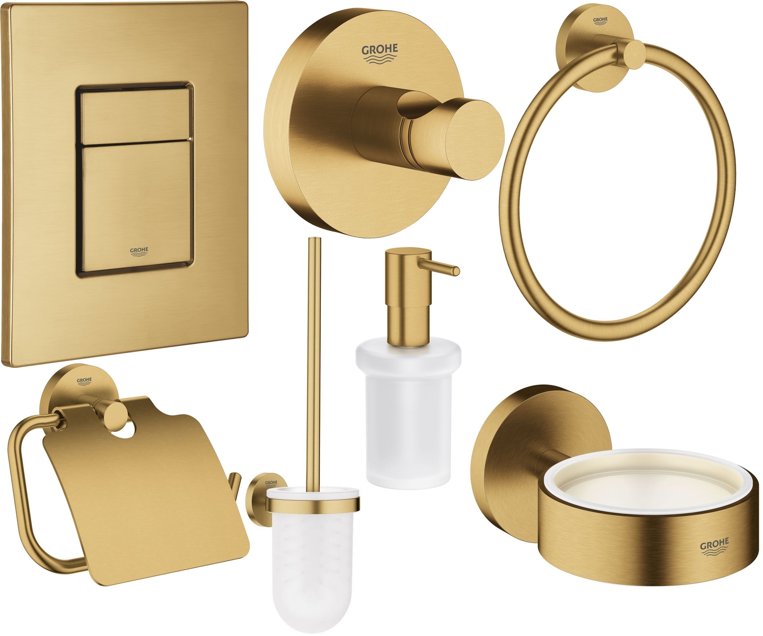 Set Betätigungsplatte Grohe Skate 38732GN0, Klobürste Grohe Essentials 40374GN1, 40367GN1, 40369GN1, 40365GN1, 40394GN1, 40364GN1