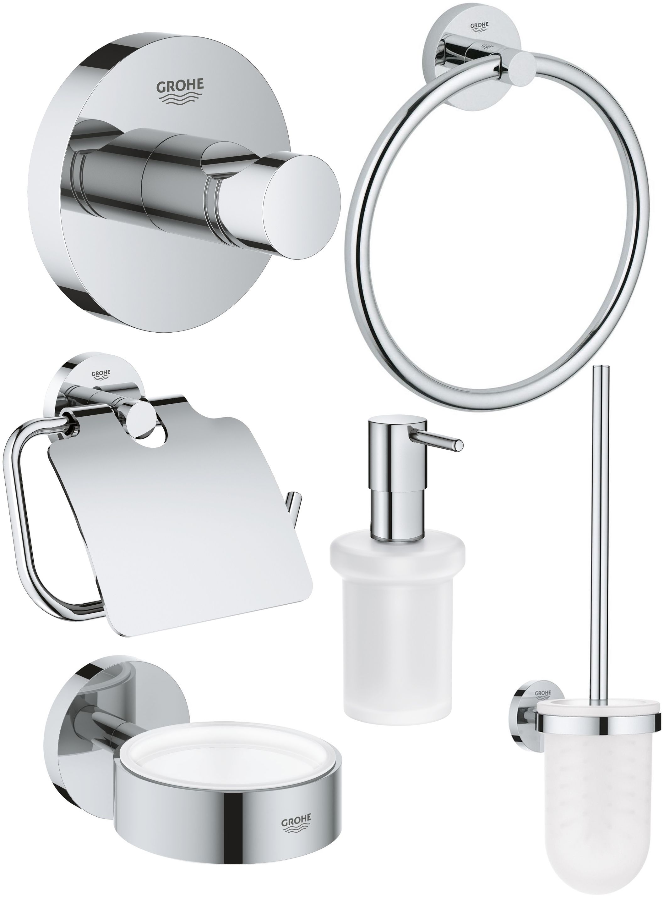 Set Klobürste Grohe Essentials 40374001, Klopapierhalterung Grohe Essentials 40367001, 40369001, 40365001, 40394001, 40364001