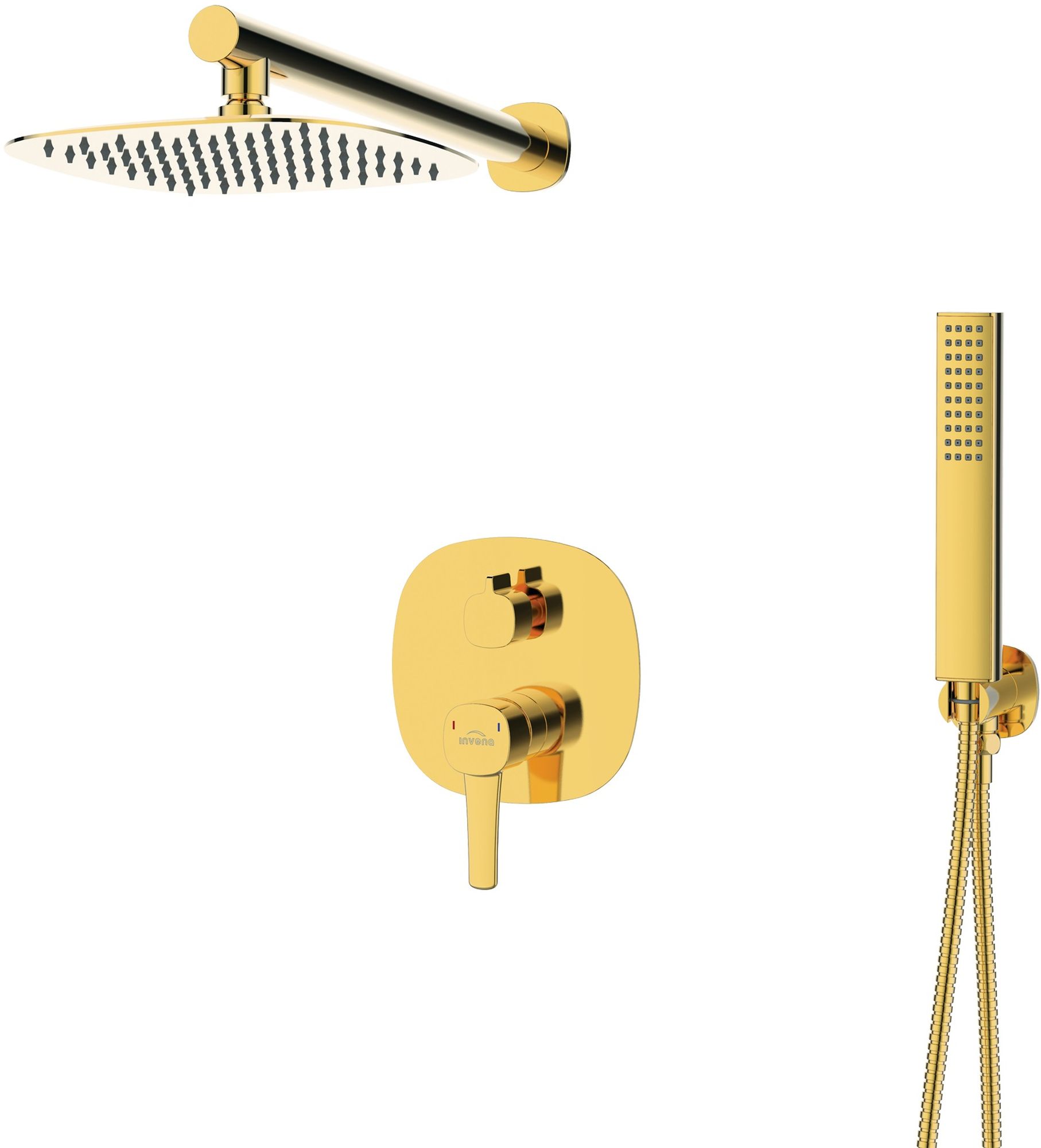 Invena Glamour Duschset Unterputz mit Regenbrause gold BS-02-0K9