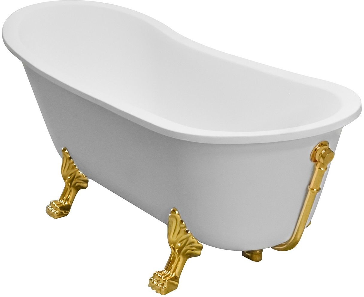 Besco Olaya Freistehende Badewanne 157.5x66.5 cm oval weiß #WAO-160+ZL
