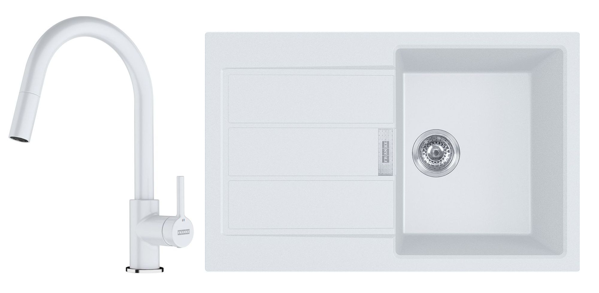 Set Tektonit-Waschbecken Franke Sirius 2.0 143.0612.628, Küchenarmatur Franke Lina 115.0626.081