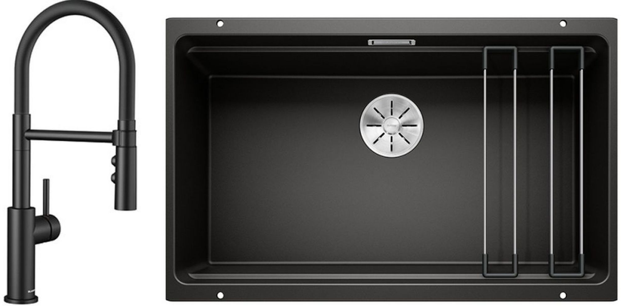 Set Granitspüle Blanco Etagon 700-U 525891, Küchenarmatur Blanco Catris-S Flexo 525793