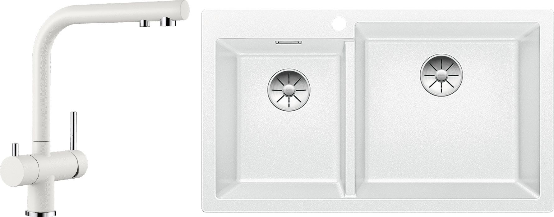 Set Granitspüle Blanco Pleon 9 523061, Küchenarmatur Blanco Fontas II 523134