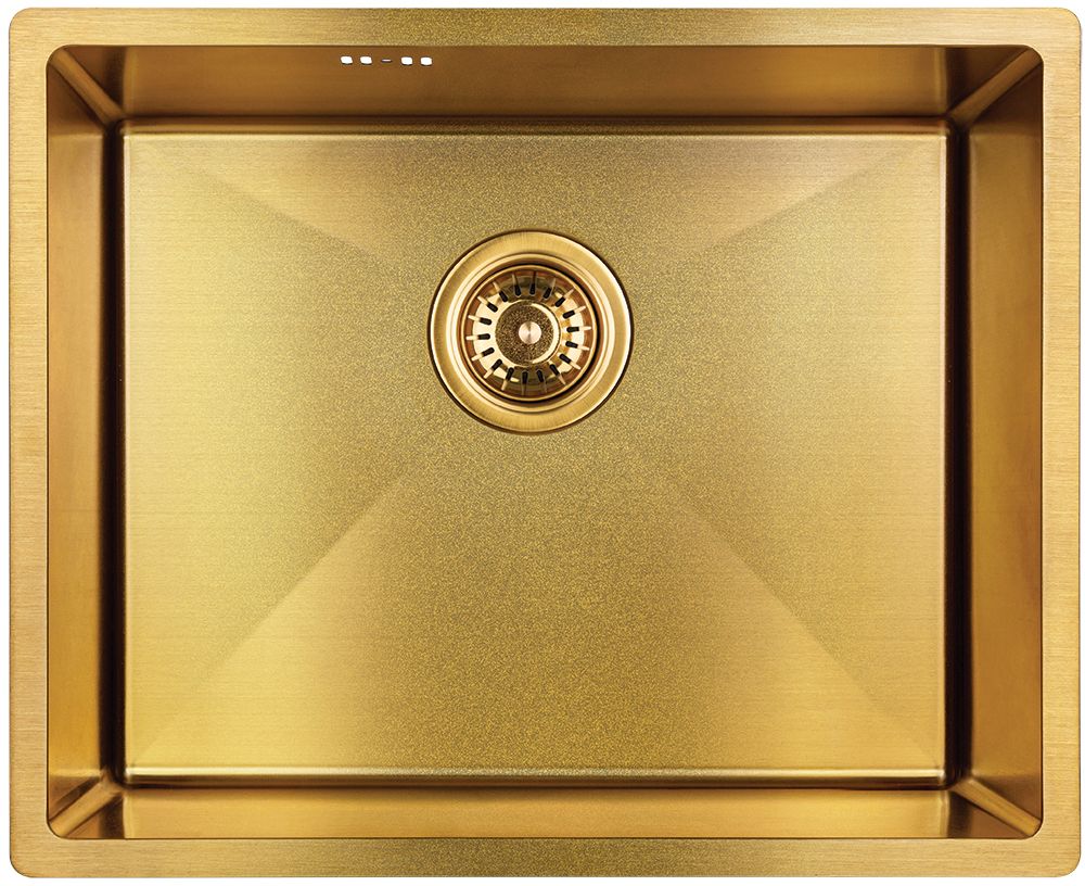 Laveo Marmara stahlspüle mit siphon 54x44 cm gold SAMG10P