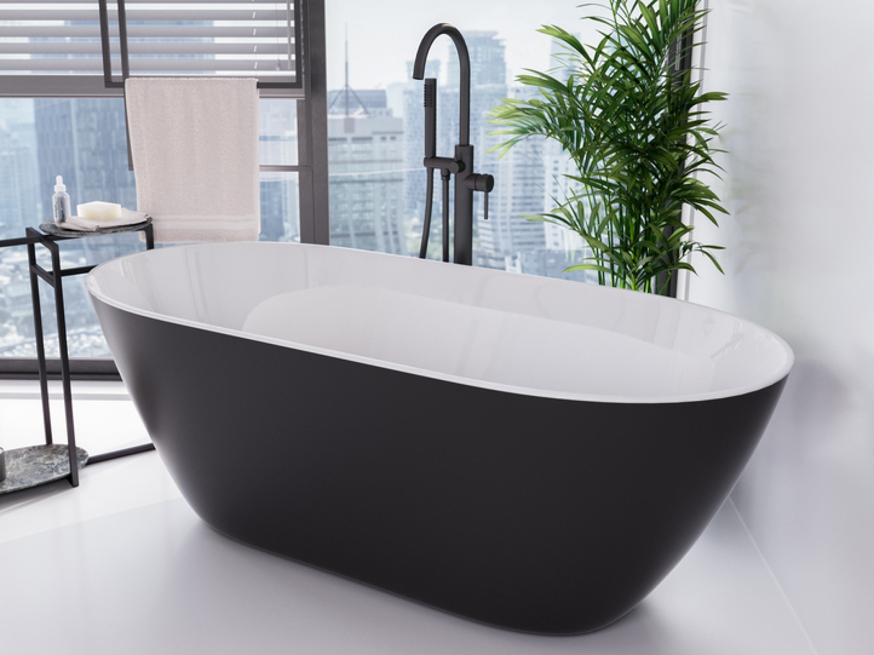 Besco Moya Freistehende Badewanne 159x68.4 cm oval zweifarbig #WMMC-160-MKB