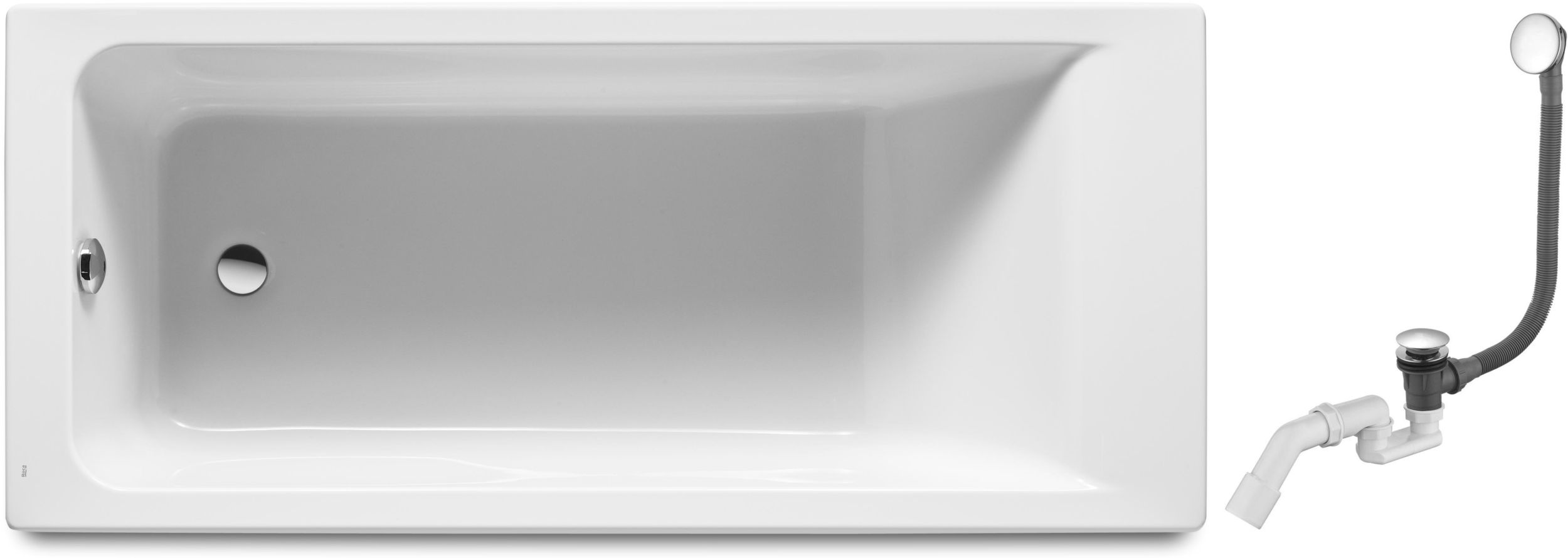 Set Rechteckige Badewanne Roca Easy A248625000, Badewannensiphon Oltens Fusa 03002100