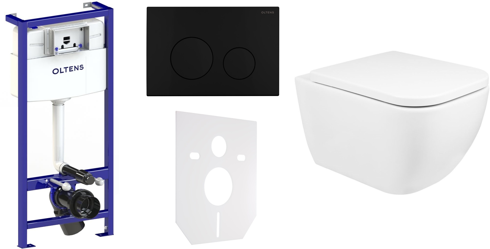 Set WC-Becken Oltens Vernal 42502000, Unterputzrahmen Oltens Triberg 50001000, 45104000, 57104300, 49301000