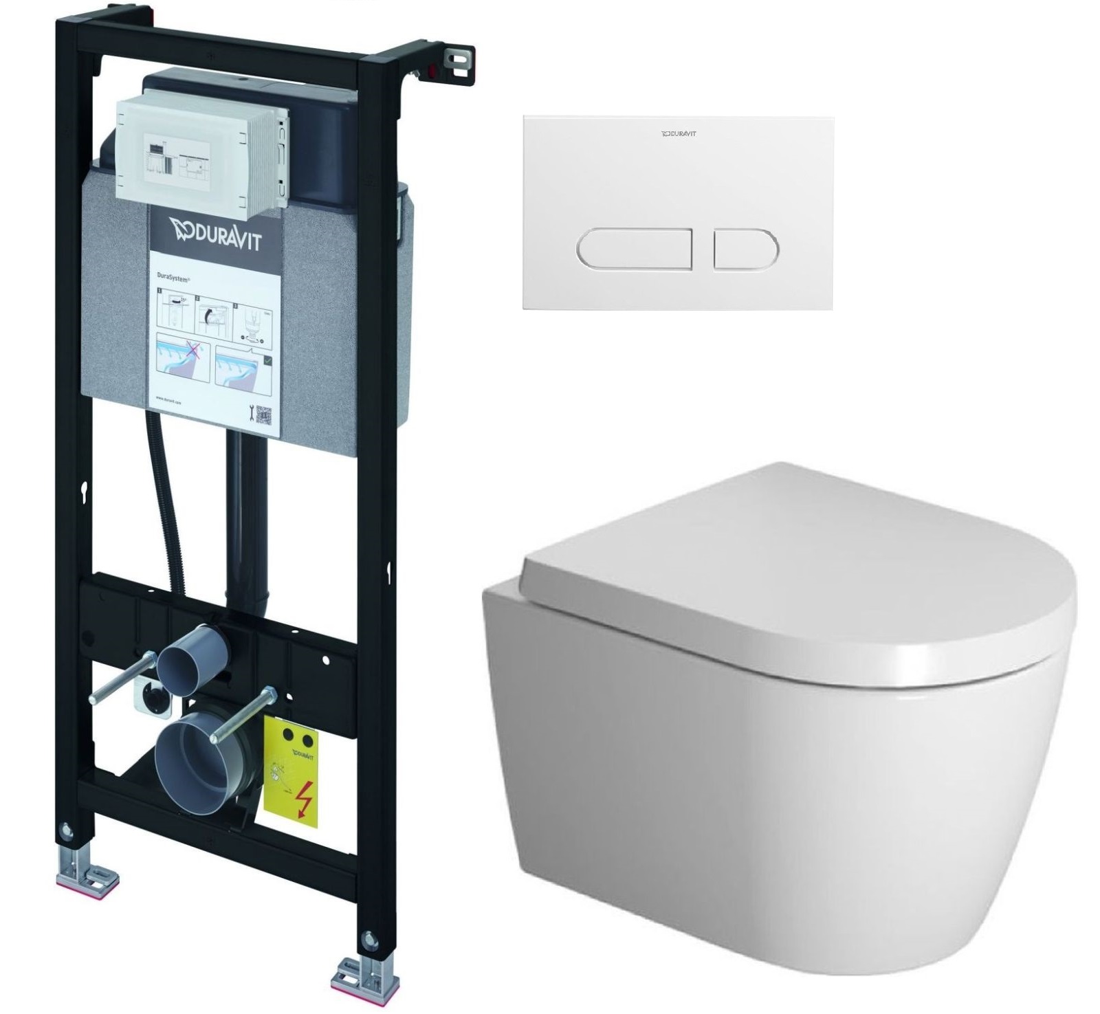 Satz wC-Schüssel mit Absenkautomatik-Sitz Duravit ME by Starck 45300900A1, unterputzrahmen Duravit DuraSystem WD1011000000, WD5001011000