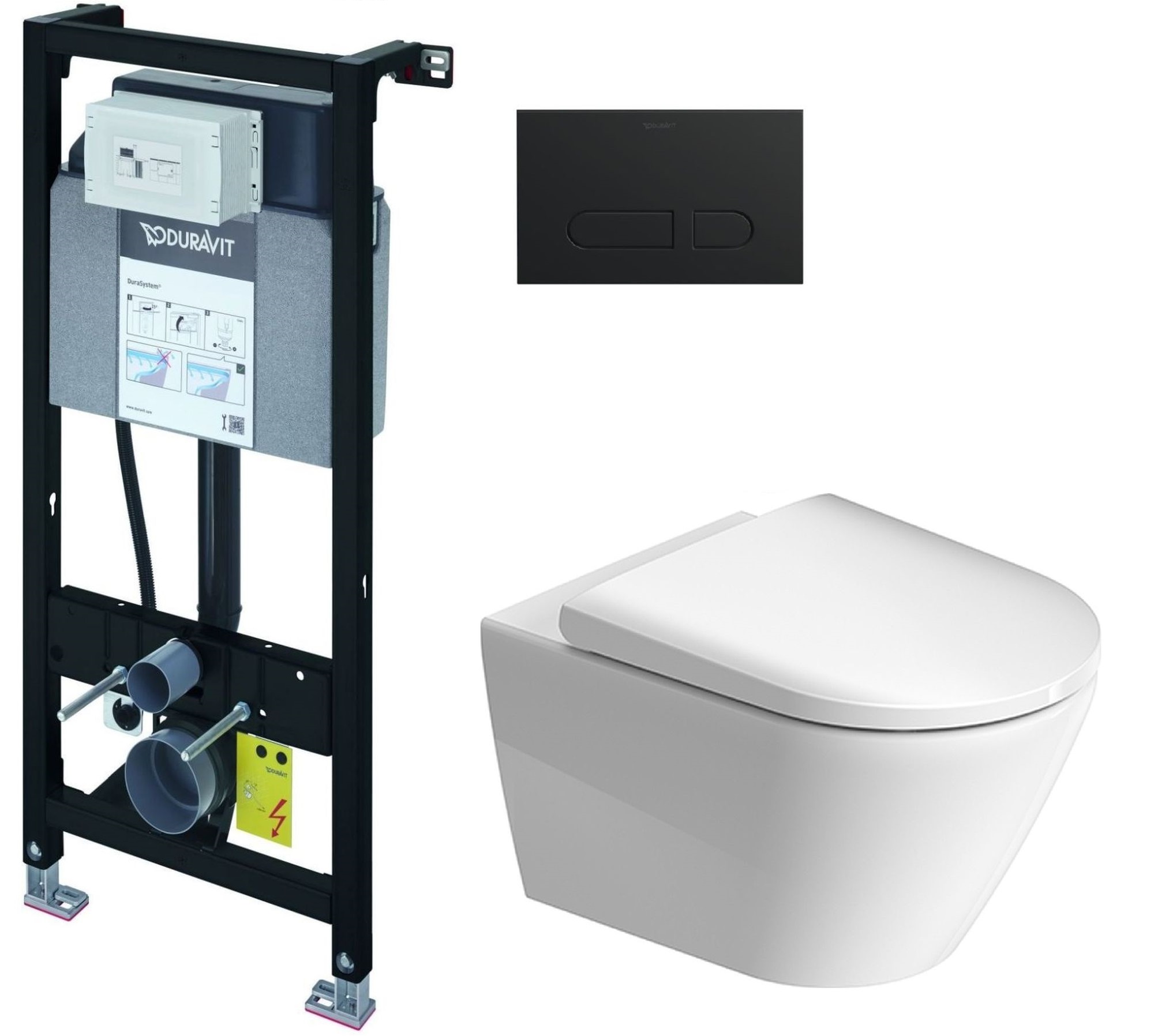 Set WC-Becken mit Absenkautomatik-Sitz Duravit D-Neo 45770900A1, Unterputzrahmen Duravit DuraSystem WD1011000000, WD5001031000