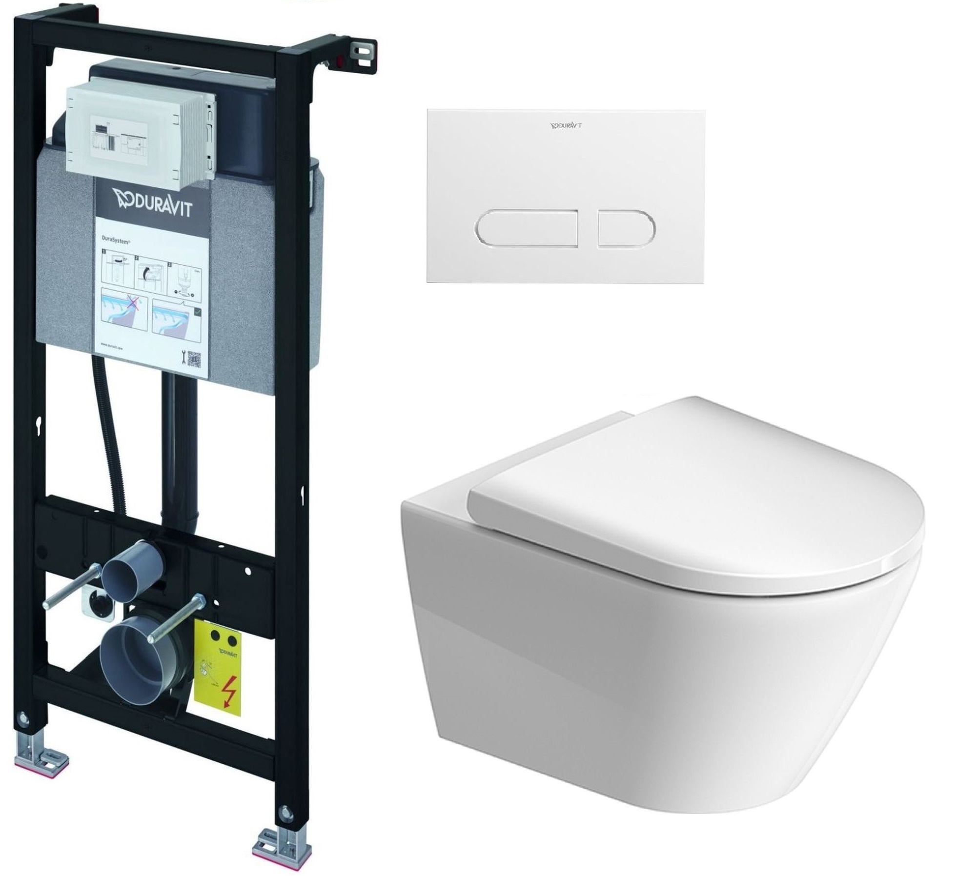 Set WC-Becken mit Absenkautomatik-Sitz Duravit D-Neo 45770900A1, Unterputzrahmen Duravit DuraSystem WD1011000000, WD5001011000