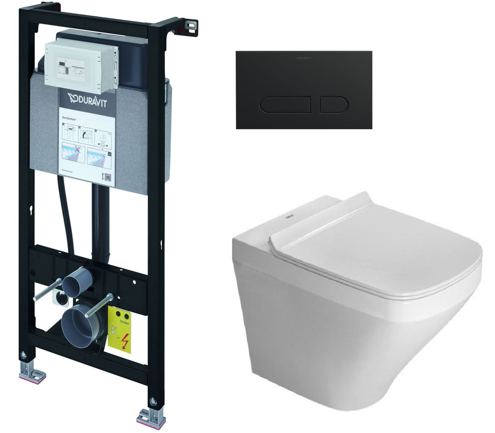 Set WC-Becken mit Absenkautomatik-Sitz Duravit DuraStyle 45510900A1, Unterputzrahmen Duravit DuraSystem WD1011000000, WD5001031000